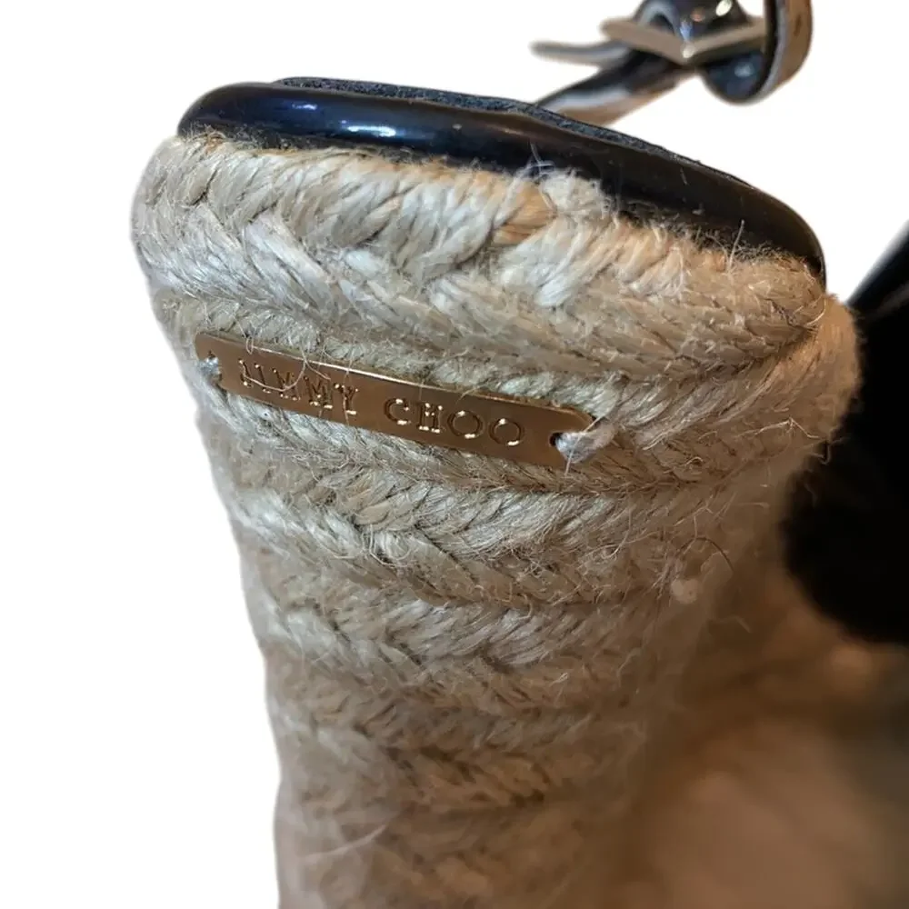 Jimmy Choo Patent Leather Espadrille Wedges 41